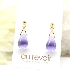 L'ange（ランジュ） イヤリング 赤 雫 ノンホールピアス 樹脂 ゴールド