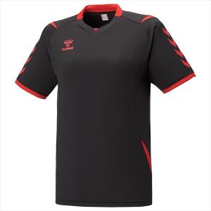 【1点までメール便可】 [hummel]ヒュンメル ゲームシャツ (HAG3018)(9020) ブラック×レッド｜auc-aspo