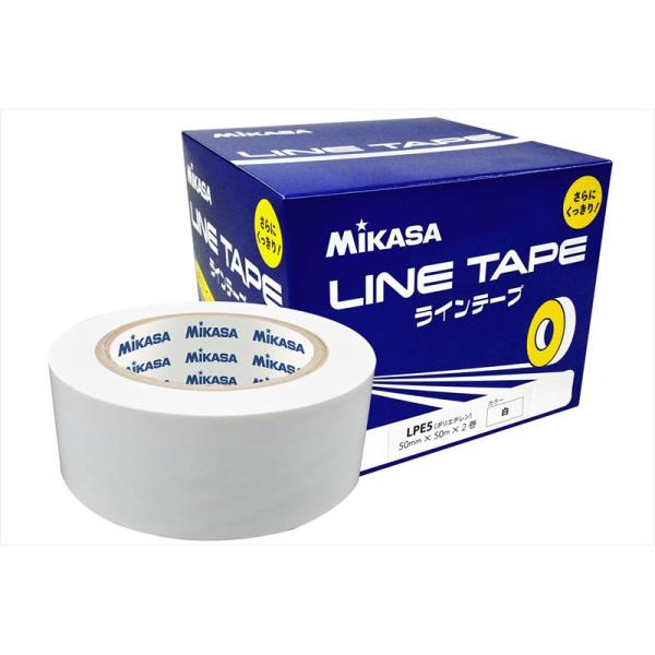 [MIKASA]ミカサ ラインテープ 50mm幅×2巻 伸びないタイプ (LPE5-W) ホワイト[...