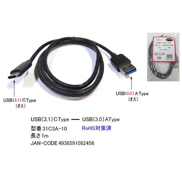 【31C3A-10】USB3.1--3.0ケーブル　C-Aタイプ　USB3.0　1.0m