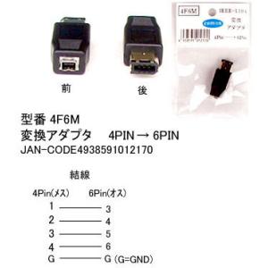 【4F6M】IEEE変換アダプタ　コネクタ変換　4ピンを6ピンに