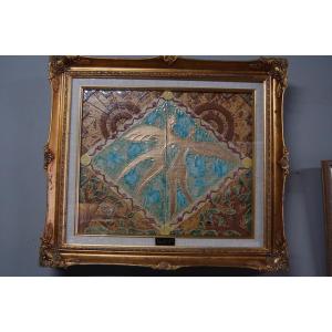 cga-5 陶画　絆からの飛翔 文部大臣奨励賞受賞作家　荒川明作 木箱付き