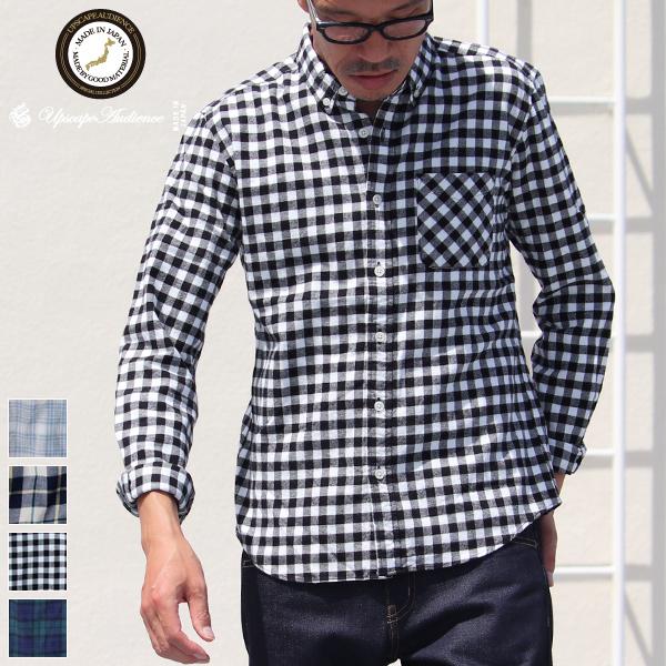 オーディエンス Audience フランネルチェック チビ衿ボタンダウンシャツ 長袖シャツ 日本製 ...
