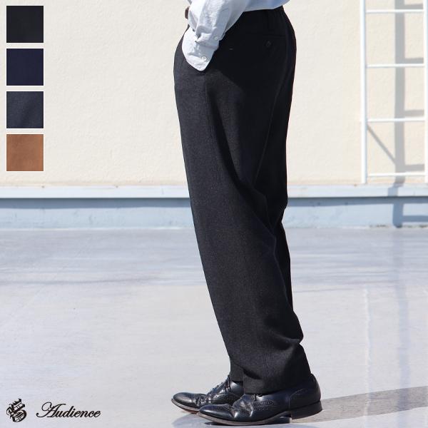 オーディエンス Audience 610gウールメルトン 1タックトラウザーズパンツ メンズ AUD...