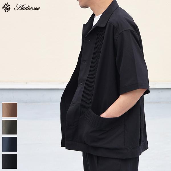 オーディエンス Audience ハーフスリーブ オープンカラーシャツ 綿麻ビンテージキャンバス ピ...