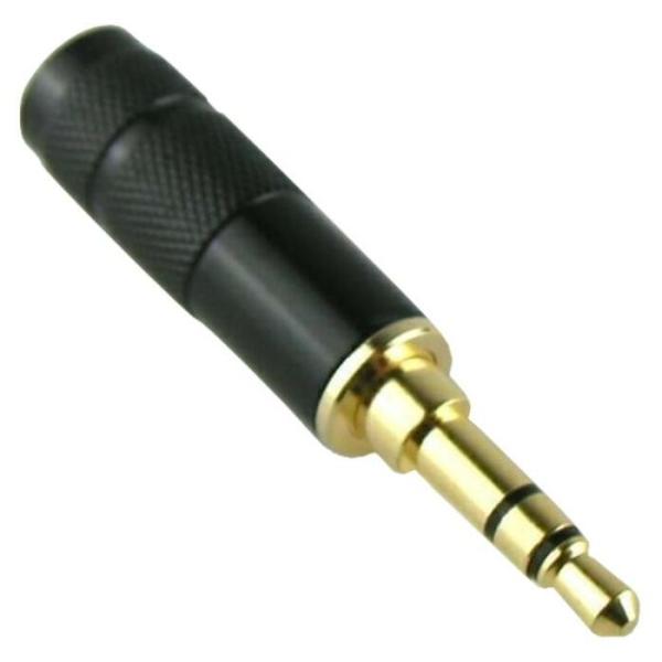ミニプラグ フォーンプラグ フォンコネクタ 3.5mm 3極  自作用 ハンダ式 金メッキ A ブラ...