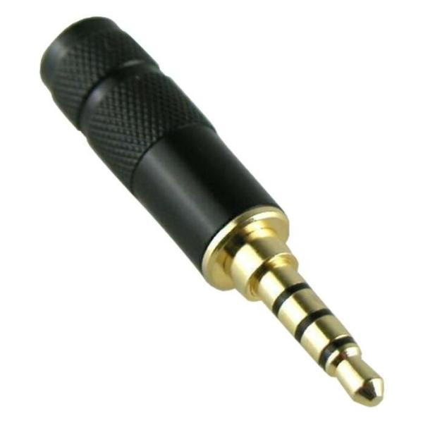 ミニプラグ フォーンプラグ フォンコネクタ 3.5mm 4極  自作用 ハンダ式 金メッキ A ブラ...