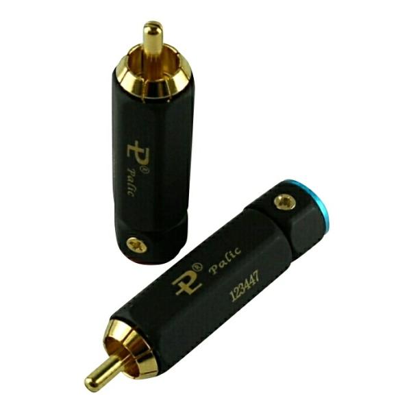RCAプラグ RCAコネクタ ピンプラグ 自作用 24K 金メッキ A2 ブラック 2本セット メー...