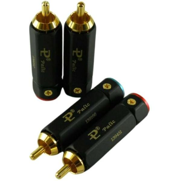 RCAプラグ RCAコネクタ ピンプラグ 自作用 24K 金メッキ A2 ブラック 4本セット メー...