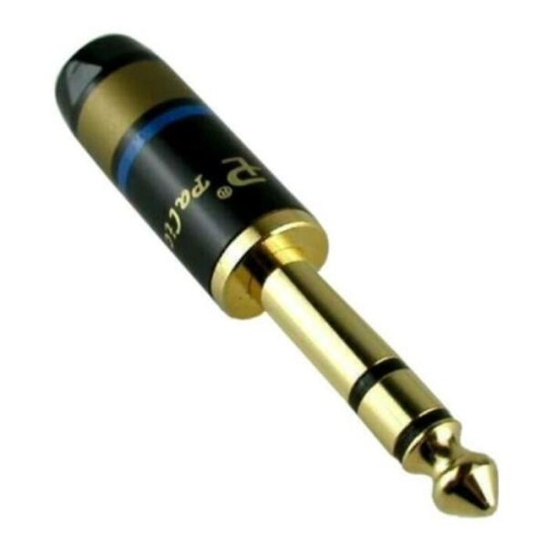 6.3mm 3極 標準プラグ フォーンプラグ フォンコネクタ 自作用 ハンダ式 金メッキ ブラック ...