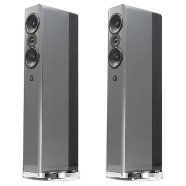 Q Acoustics - Q CONCEPT 500/グロスシルバー&amp;エボニー（ペア）トールボーイ...
