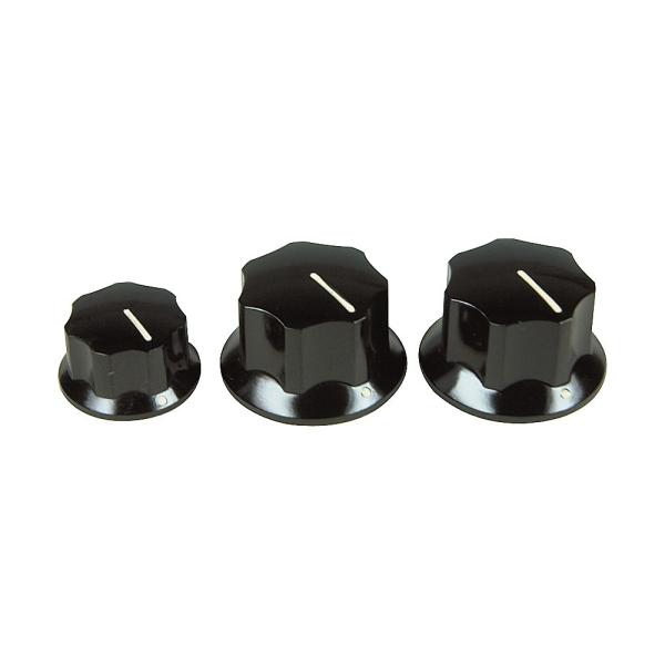 Fender フェンダー パーツ JAZZ BASS KNOBS, BLACK (2 LARGE,1...