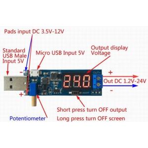 USB 昇圧/降圧電源モジュール、DC5V→DC1.2〜24V/3W　｜audioq