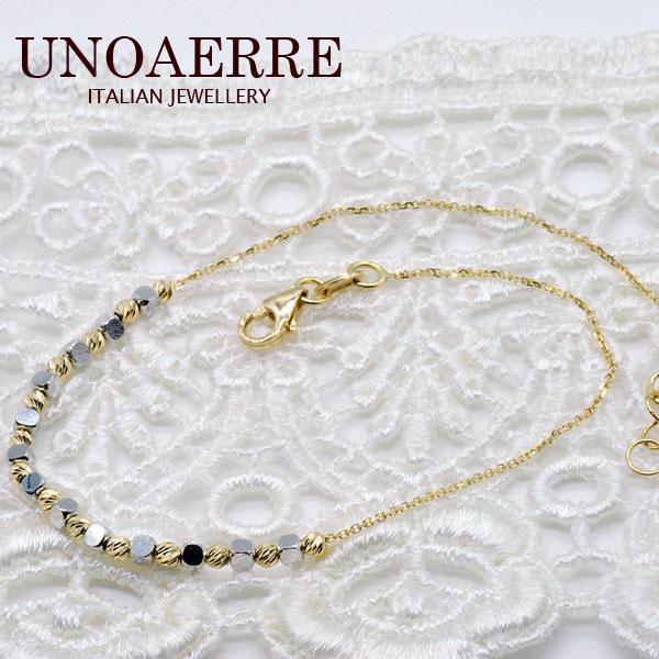 ウノアエレ【UNOAERRE】K18イエロー/ホワイトゴールドブレスレット　28504#3094