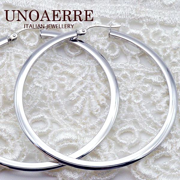 ウノアエレ UNOAERRE K18ホワイトゴールド フープピアス 28828#2624