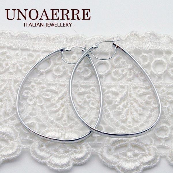 ウノアエレ【UNOAERRE】K18ホワイトゴールド フープピアス 29460#2655