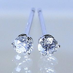 鑑定書付き一粒ダイヤモンドピアス プラチナ 3本爪【0.347ct Dカラー