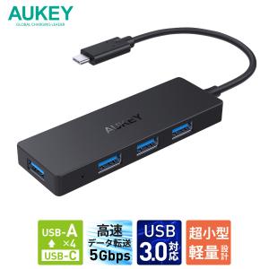 USBハブ USB3.0 4ポート 4-in-1 ブラック type-c 2年保証 AUKEY オーキー Essential Series CB-C64-BK