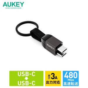 USB Type-C to C ストラップ型ケーブル 10cm ブラック 急速充電 キーホルダー型 ...