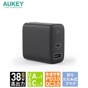 USB充電器 ACアダプター USB Type-C Type-A 2ポート 合計38W PD対応 急速充電 最大20W出力 AUKEY オーキー Swift Mix PA-F3L