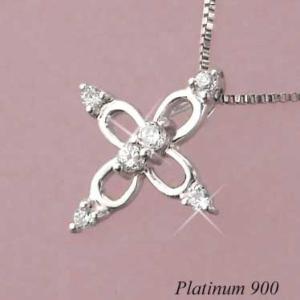 フラワー ネックレス 花モチーフ 天然ダイヤモンド プラチナ 4月誕生石 レディース 50代 40代...