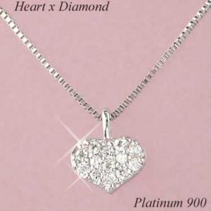 ダイヤモンド ネックレス プラチナ パヴェ 4月誕生石 オープンハートモチーフ レディース 50代 ...