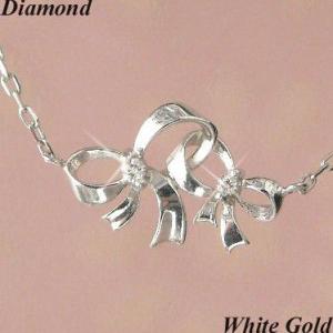 ダイヤモンド ネックレス リボンモチーフ レディース 50代 40代 60代 30代 20代 4月誕...