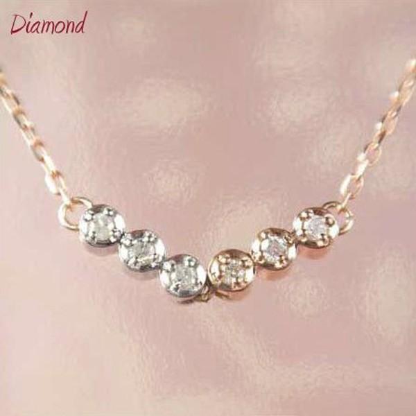 ダイヤモンドネックレス 10金 ホワイトゴールド ピンクゴールド コンビカラー 4月誕生石 天然石 ...