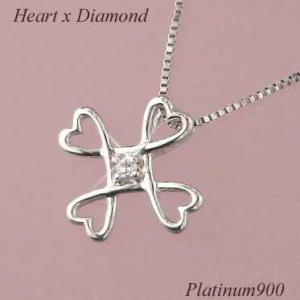 クローバー ネックレス プラチナ 四つ葉モチーフ 天然ダイヤモンド 一粒 ハート レディース 50代...