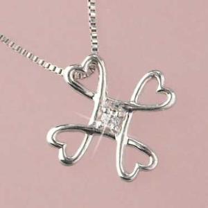 クローバー ネックレス 天然ダイヤモンド 一粒 4月誕生石 四つ葉モチーフ k10wg 10金ホワイ...