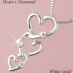 ダイヤモンド ネックレス オープンハートモチーフ k10wg 10金ホワイトゴールド 4月誕生石 天...