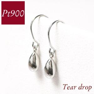 プラチナ ピアス 雫 ドロップ Pt900 揺れる フック レディース