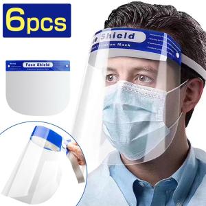 【GWも営業&出荷】国内発送 フェイスカバー 6個セット フェイスシールド ウイルス対策 両面防曇 帯電防止処理 軽量 飛沫防止シールド 透明シールド 調整可能