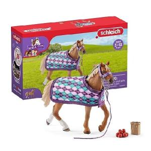 Schleich Horse Club Toys for Girls and Boys Engligh Thoroughbred Horse Set with Horse Toy and Accessories 4 Pieces Ages 5+の商品画像