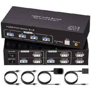 8K@60Hz HDMI kvm Switch 2 Monitors 2 Computers 4K@...