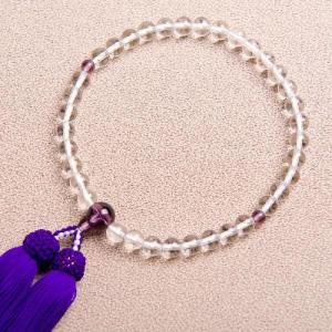 数珠 女性用 京念珠 水晶風 二天紫水晶風仕立