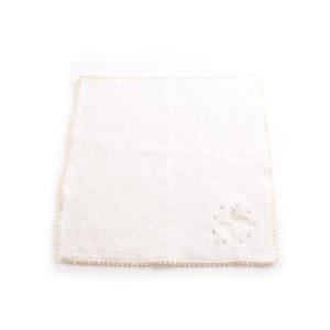 ピコットタオルハンカチ コーナーリボン刺繍 冠...の詳細画像1