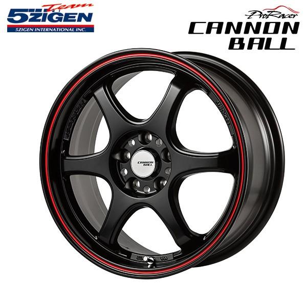 5ZIGEN ホイール CANNON BALL キャノンボール マットブラック+レッドライン 17×...