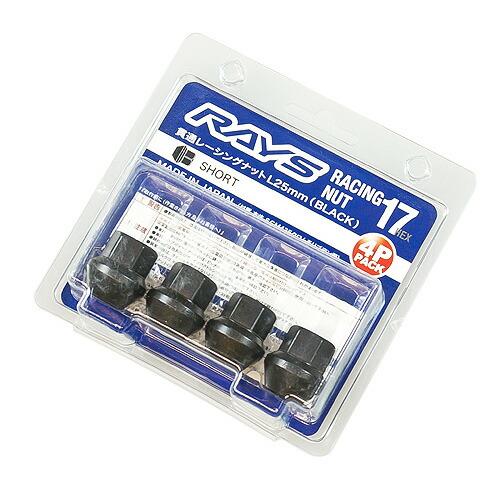 RAYS レイズ L25 レーシングナット M12×P1.25 ブラック ショートタイプ 4個パック...