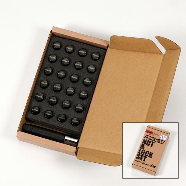 RAYS レイズ 17HEX ナット＆ロックセット 6H用 M12XP1.5 ブラック L31　