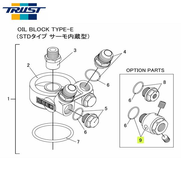 TRUST トラスト オイルブロック補修パーツ#9 センサーターミナル M18 1/8PT×3 / ...