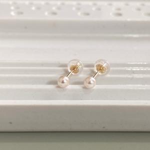 18金 ピアス パール あこや真珠 4mm シンプル アコヤ 両耳
