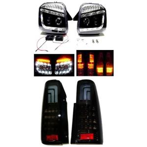スズキ ジムニー JB23W LED プロジェクター ヘッドライト &amp; ファイバー LED テールランプ 左右セット テール ライト ヘッドランプ 送込