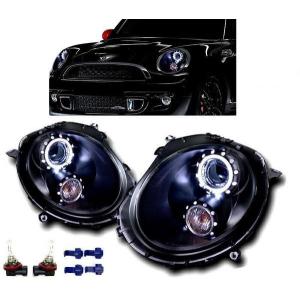 BMW ミニ R55 R56 R57 MINI ブラック LED イカリング プロジェクター ヘッドライト 左右 セット 07y-10y ME14 MF16 ウィンカー 送料無料｜auto-parts-jp