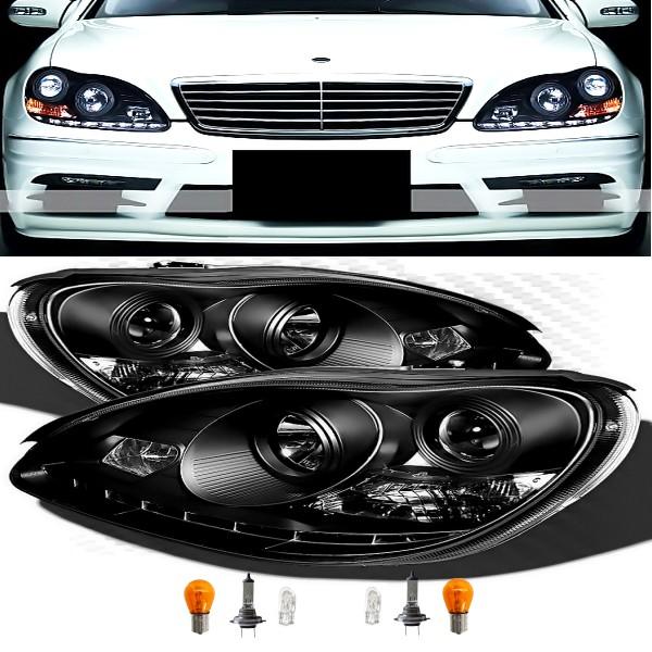 メルセデス ベンツ Sクラス W220 S600 前期用 W221後期LOOK 黒 LED ヘッドラ...