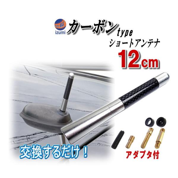 カーボンアンテナ シルバー 12cm 汎用シームレス ショートアンテナ ブラック 80mm 車載用 ...