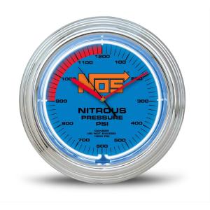 NOS 10インチ ウォールクロック 壁掛け時計 ネオンクロック 白 青 アナログ ロゴ 圧力計デザイン Nitrous Oxide System｜auto-parts
