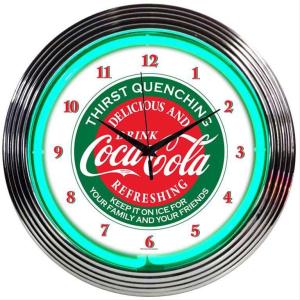 コカコーラ Coca-Cola 15インチ ウォールクロック 壁掛け時計 ネオンクロック グリーン
