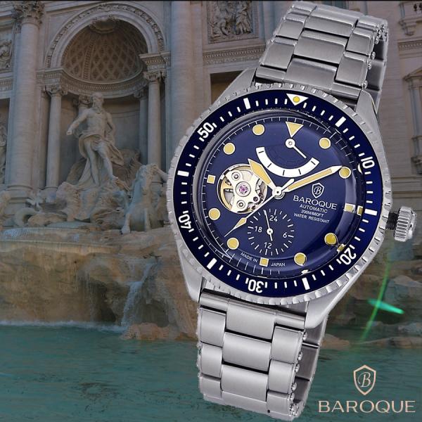 BAROQUE バロック 日本製 自動巻 腕時計 BA3006S-03M ネイビーブルー 青 セイコ...
