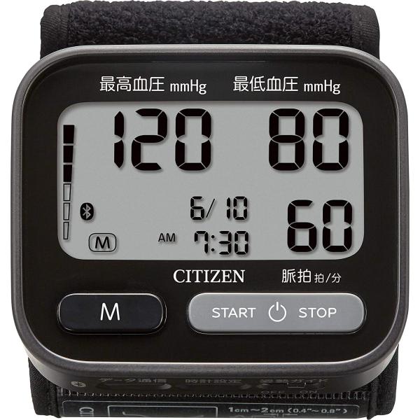 シチズン 手首式血圧計 CHWH803 黒 自動電子血圧計 乾電池式 簡単 Bluetooth スマ...